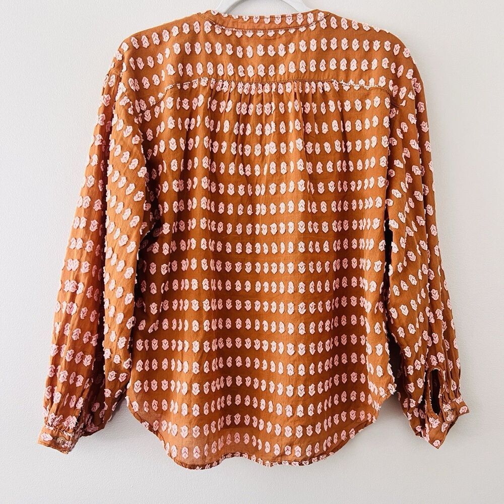 Pilcro & the Letterpress by Anthropologie Tavi Textured Brown Peasant Blouse XS - Picture 8 of 12